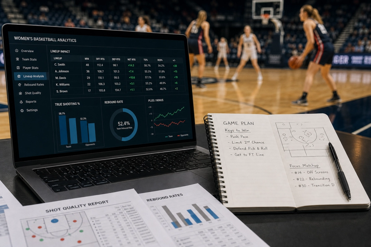 Detaljan praktičan vodič za klađenje na zensku košarku: kako koristiti True Shooting, plus-minus, rebound rates i lineup analize